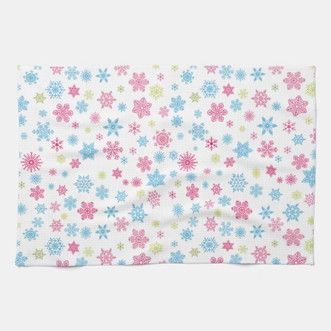 Christmas Holiday Snowflake Pattern Tea Towel (Horizontal)