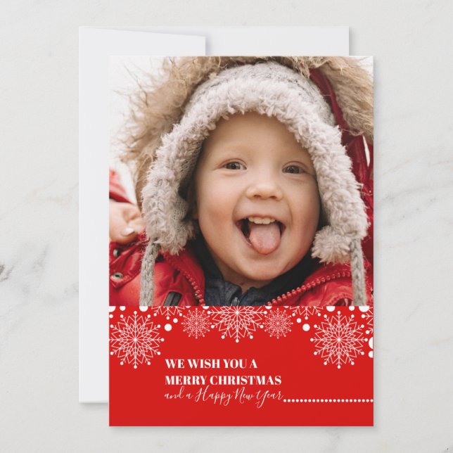Christmas Holiday Snowflake Photo Card (Front)