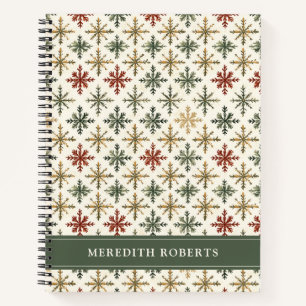 Christmas Holiday Snowflakes Pattern Personalised Notebook