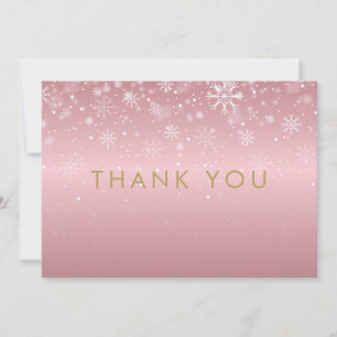 Christmas Holiday Snowflakes Rose Gold Thank You