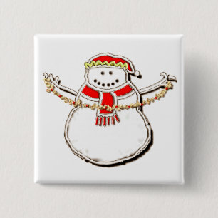 Christmas Holiday Snowman 15 Cm Square Badge