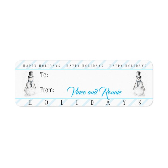 Christmas Holiday Snowman Gift Tag Label Sheet (Front)