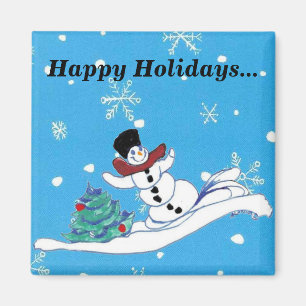 Christmas Holiday Snowman Refrigerator Magnet