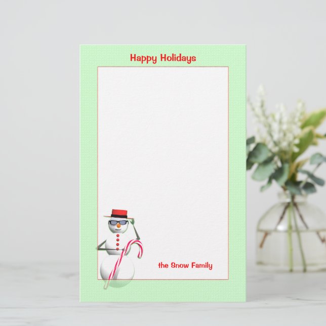 Christmas Holiday Snowman Stationery (Standing Front)