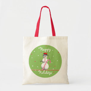 Christmas Holiday Snowman Tote Bag