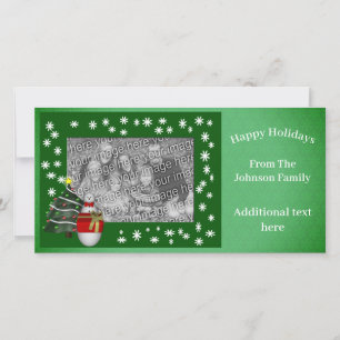 Christmas Holiday Snowman Tree Photo Card