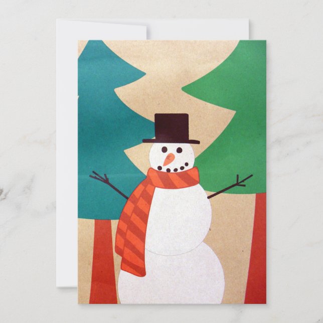 Christmas Holiday Snowman & Trees Card (Front)