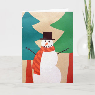 Christmas Holiday Snowman & Trees Card