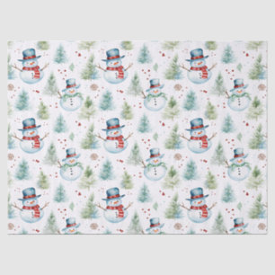 Christmas Holiday Snowmen Seamless Pattern Tissue Paper