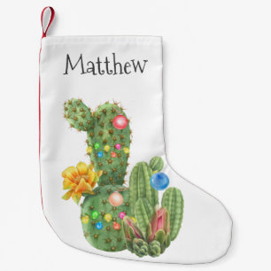 Christmas Holiday Southwestern Watercolor Cactus  Small Christmas Stocking
