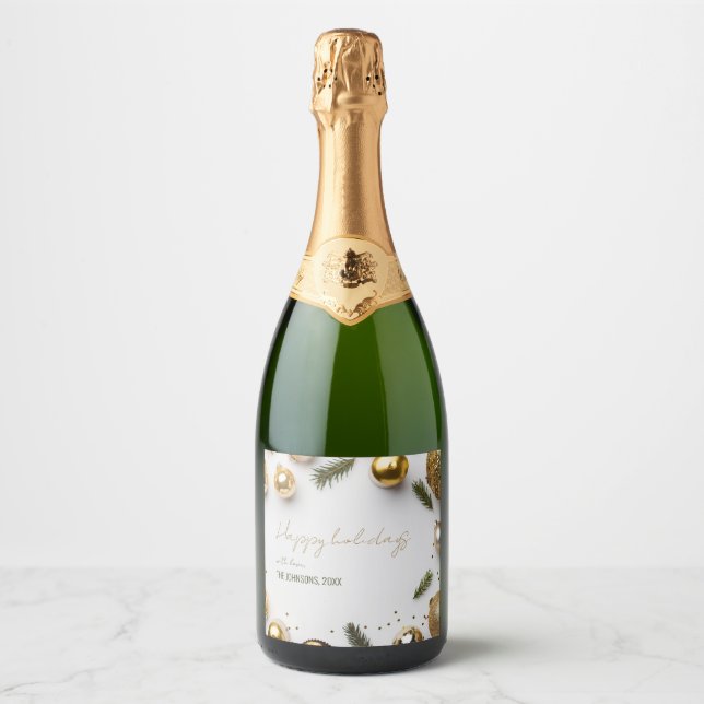 Christmas Holiday Sparkling Wine Label (Front)