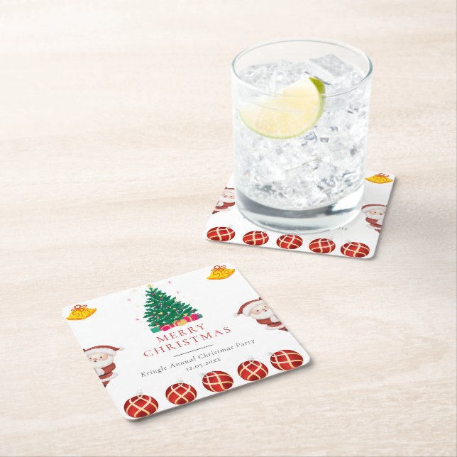 Christmas Holiday Square Paper Coaster (Insitu)