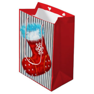 Christmas Holiday Stocking Art Medium Gift Bag
