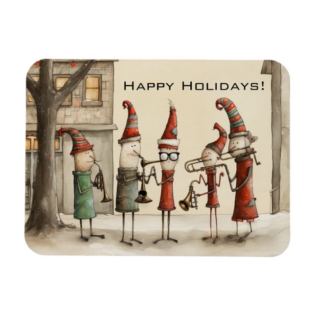 Christmas Holiday Street Musicians Magnet (Horizontal)