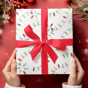 Christmas Holiday String Lights Festive Colourful  Wrapping Paper