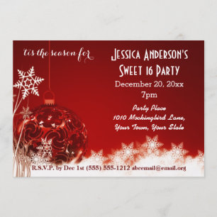 Christmas Holiday Sweet 16 Birthday Invitation