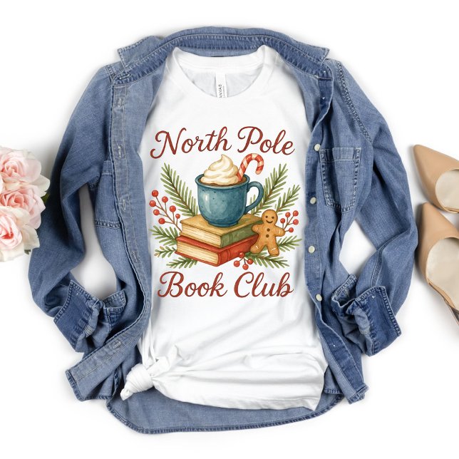 Christmas Holiday Teacher Librarian Book Club T-Shirt (North Pole Book Club, Teacher Gift Librarian, Gift for reader, Christmas Holiday)