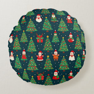 Christmas Holiday Theme Round Cushion