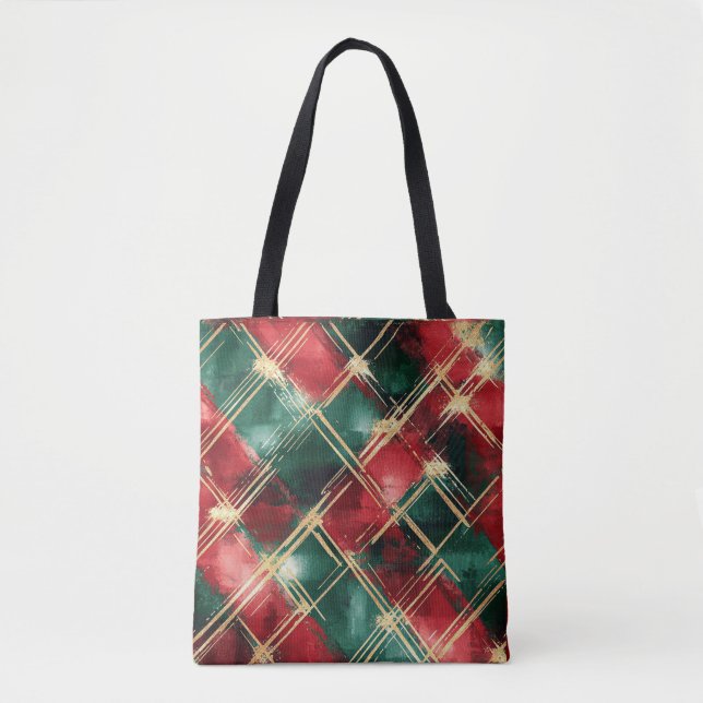 Christmas Holiday themed Red and Gold Tote Bag (Front)