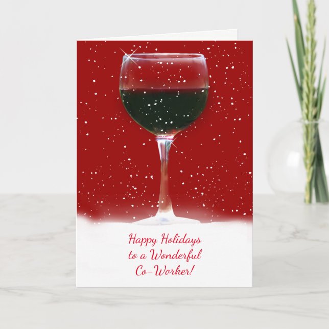 Christmas Holiday to Co Worker Wine Funny Card (Front)
