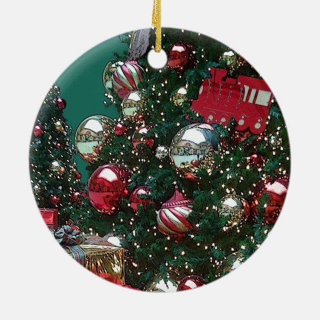 Christmas Holiday Trim The Tree Toy Train Ornament (Back)