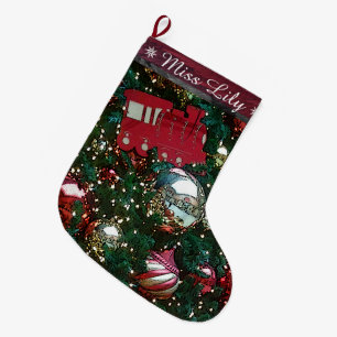 Christmas Holiday Trim The Tree Toy Train Stocking