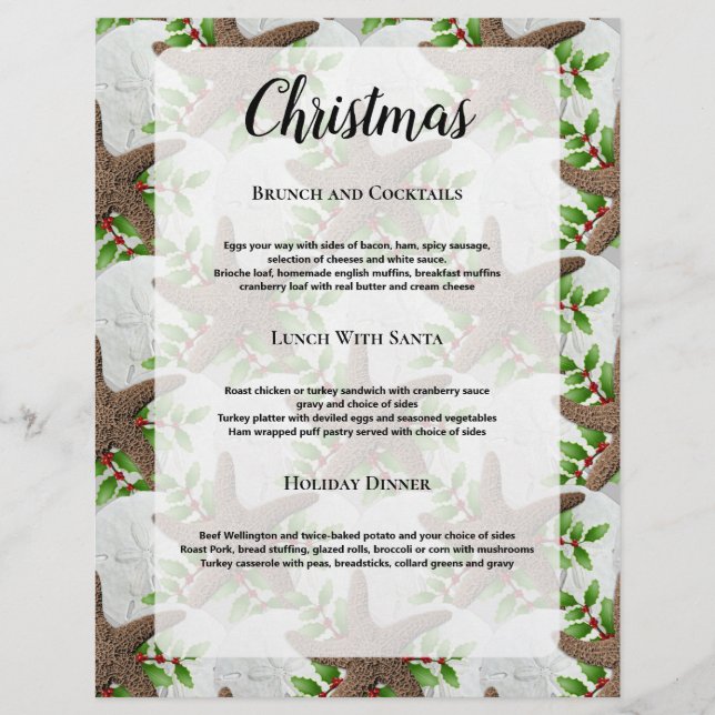Christmas Holiday Tropical Themed Restaurant Menu (Front)