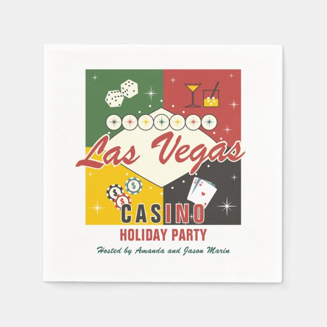 Christmas Holiday Vegas Casino Poker Night Party Napkin (Front)