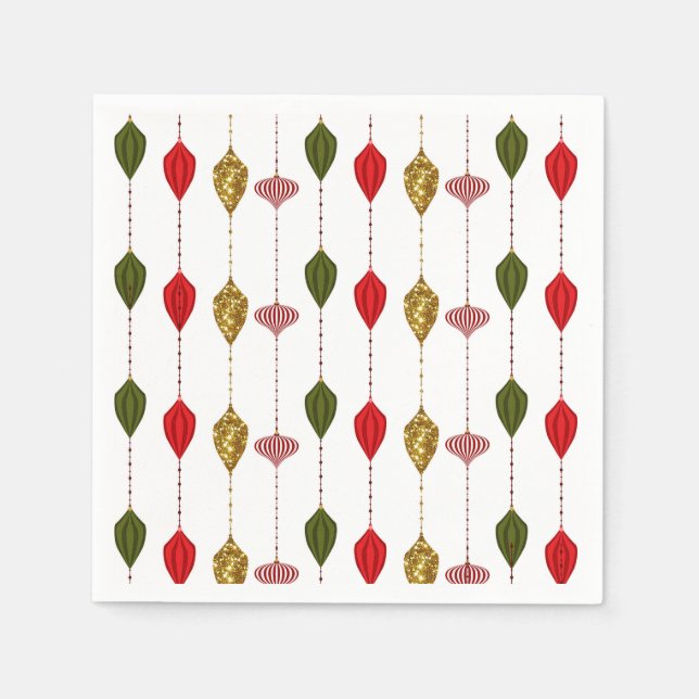 Christmas Holiday Vintage Modern Glam Ornaments Napkin (Front)