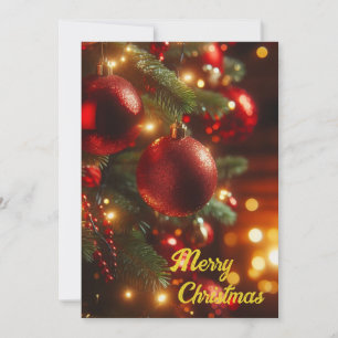 Christmas Holiday Vintage Red Ornaments Card