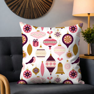 Christmas Holiday Vintage Retro Decorations Bauble Cushion