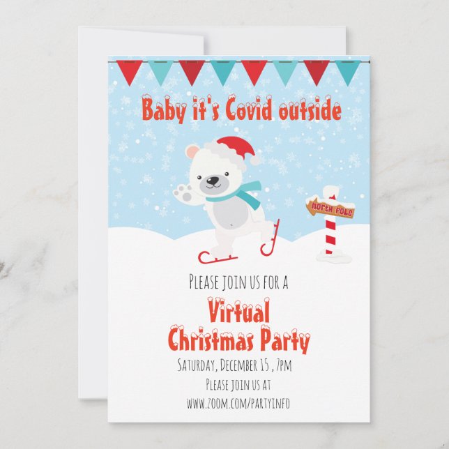 Christmas Holiday Virtual Baby its Covid Outside Invitation (Front)