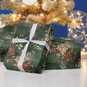 Christmas Holiday Watercolor Botanical Wrapping Paper