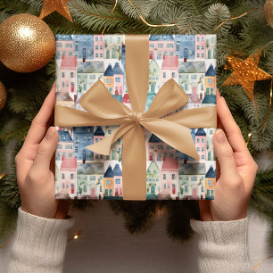 Christmas holiday Watercolor Colourful  Wrapping Paper Sheet