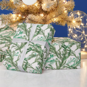 Christmas Holiday watercolor pine party wrap Wrapping Paper