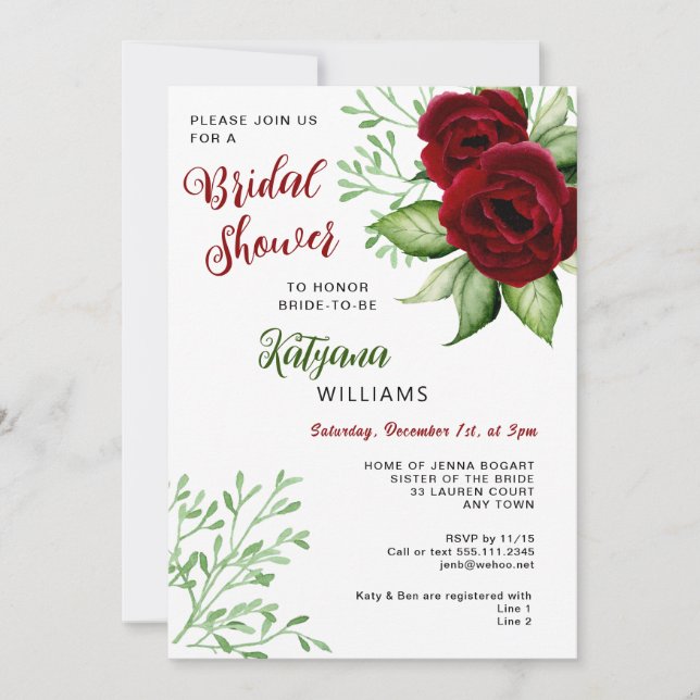 Christmas Holiday Wedding Bridal Shower Invitation (Front)