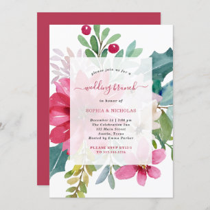 Christmas Holiday Wedding Brunch   Bright Floral Invitation