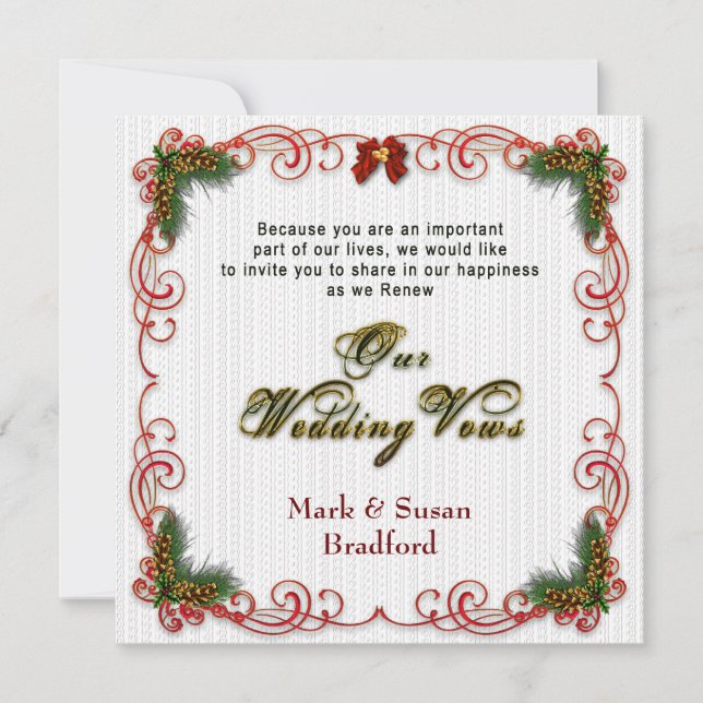 Christmas/Holiday Wedding Renewing Vows Invitation (Front)
