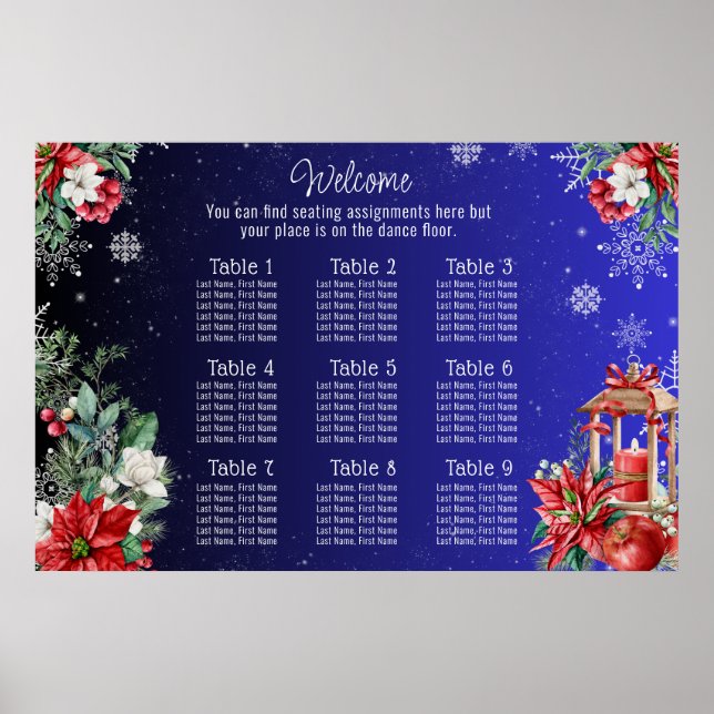 Christmas Holiday Wedding Seating Chart (Front)