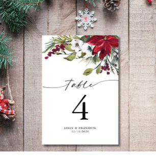 Christmas Holiday Wedding Table number Card