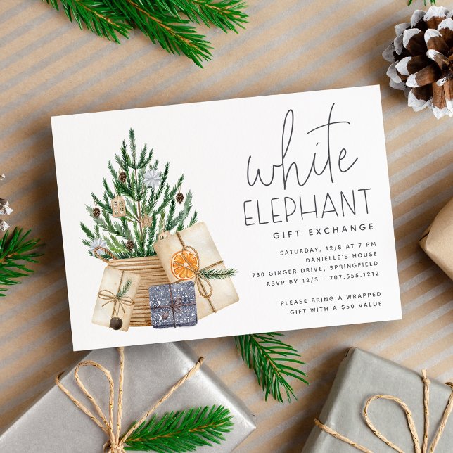 Christmas Holiday White Elephant Gift Exchange Invitation (Creator Uploaded)