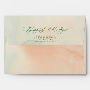 Christmas Holiday WHITE RED Botanical themed Envelope