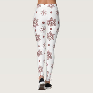 Christmas Holiday White Red Snowflakes Polka Dots  Leggings
