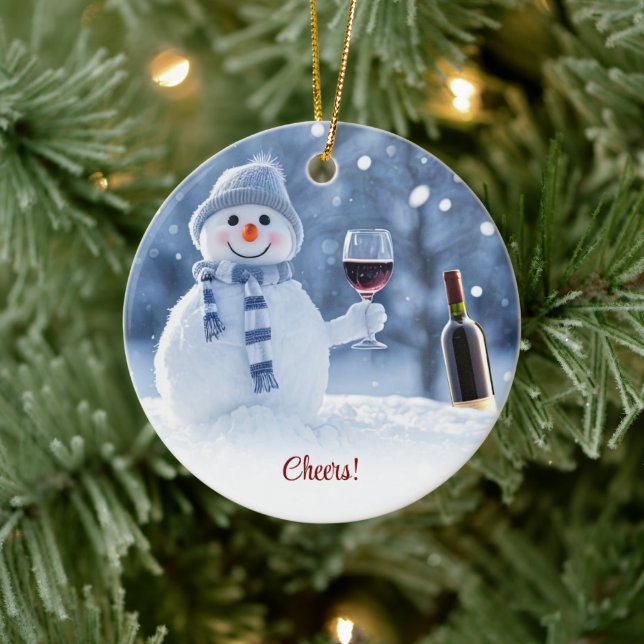 Christmas Holiday Wine Snowman Cute Funny Ceramic Tree Decoration (Tree)
