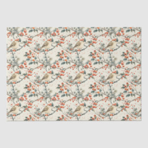 Christmas Holiday Winter Birds Holly Vintage Tissue Paper