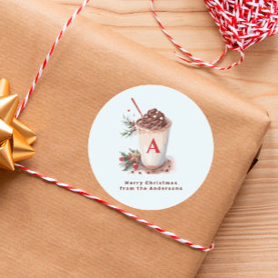 Christmas Holiday Winter Hot Cocoa Beverage Classic Round Sticker