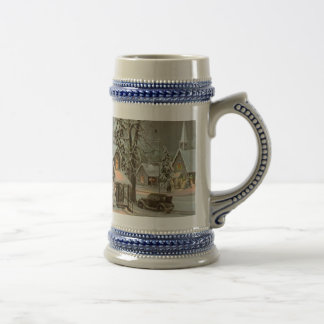 Christmas Holiday Winter Scene Stein. Beer Stein