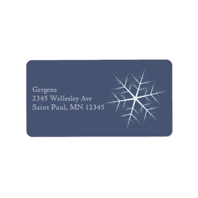 Christmas Holiday Winter Snowflake Navy Blue  Label (Front)