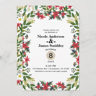 Christmas Holiday Winter Wedding Floral Rustic Invitation