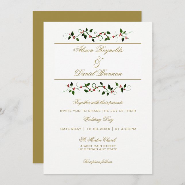 Christmas Holiday Winter Wedding Invitation (Front/Back)